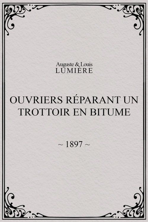 Workers Repairing a Sidewalk with Bitumen